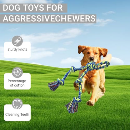 Heavy Duty Dog Rope Toys for Aggressive Chewers, Tough Tug of War Dog Toys for Large, Medium & Small Dogs - color: green