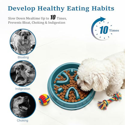 Slow Feeder Dog Bowls, Maze Lick Plate to Slow Down Eating for Fast Eaters | for puppy & cat, BPA free, durable, dishwasher safe, puzzle pattern, anxiety relief, not chew toy, dry wet raw frozen food