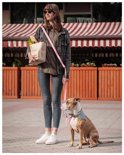 Hands Free Dog Leash, 5.9-8.2ft Multifunctional Crossbody Rope with Explosion-Proof Handle and Adjustable Training Hands Free Leash for Medium Dogs Walking,Light Pink - color: Light Pink