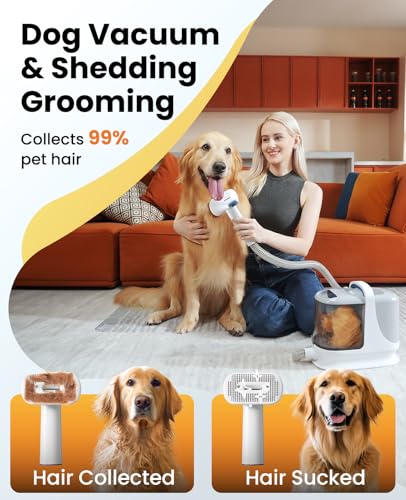 oneisall Dog Grooming Vacuum, 13000Pa Extra Large 3L Dust Cup Pet Vacuum with Clipper Nail Grinder & Shedding Brush, 7 in 1 Dog Grooming Kits, Low Noise, 3X Capacity & 3 Suction Levels, BM3