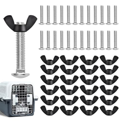 Pet Carrier Fasteners Kennel Replacement M6 Bolts and Butterfly Nuts for Plastic Cat Crate and Dog Crate Dog Kennel Accessories Cat Cage Carrier Parts (24 Set) - color: 24 Set