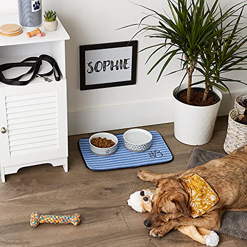 Bone Dry Machine Washable, Ultra Absorbent Pet Mat, 12x18, Blue Stripe - color: Blue Stripe, size: 12"L x 18"W