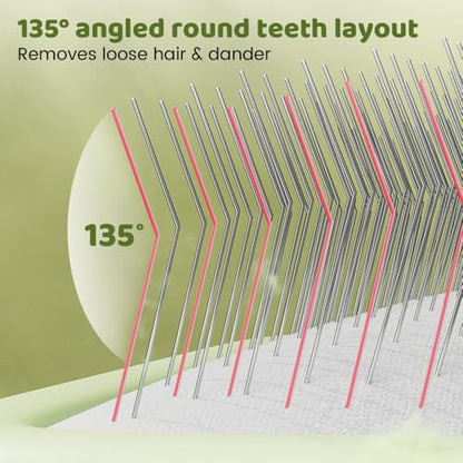 Pet Groomer Pin Brush, Professional Dog Wahing Brush Self Cleaning Slicker Comb for Cats & Dogs - color: Large Green, size: 6.5*4.72*1.97in