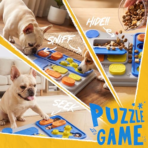Dog Puzzle Toy Enrichment Toys, Interactive Dog Toys for IQ Training & Mental Stimulation, ABS Easy Clean Detachable Tray Non-Slip Base, Treat Slow Feeder for Smart Dogs, Blue - color: Blue