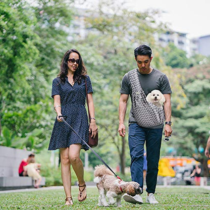 FDJASGY Small Pet Sling Carrier-Hands Free Reversible Pet Papoose Bag Tote Bag with a Pocket Safety Belt Dog Cat for Outdoor Travel (Gray Stripe) - color: Adjustable Gray Stripe