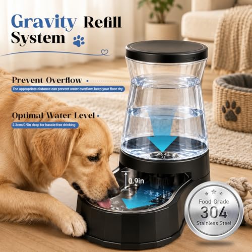 Automatic Dog Water Dispenser 3 Gallon/11L Gravity Stainless Steel Water Waterer Feeder, BPA-Free Large Capacity Water Feeding Bowls for Medium & Large-Sized Dogs,Cats - size: 3 Gallon Water
