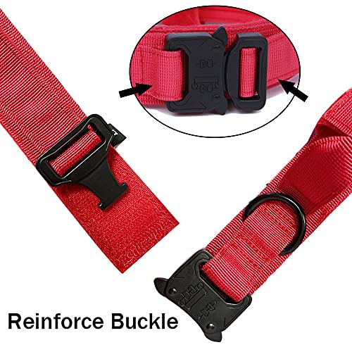 Tactical Dog Collar Adjustable Military Nylon Dog Collar with Control Handle and Heavy Duty Metal Buckle for Medium and Large Dogs (Red,S) - color: Red, size: Small (Pack of 1)
