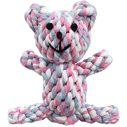 SunGrow Teddy Bear Puppy Teething Toy, Durable Tug and Chew Play for Small & Medium Dogs, Knotted Rope Cotton Design for Teething Comfort, Interactive Training, Active Pet, & Oral Cleaning