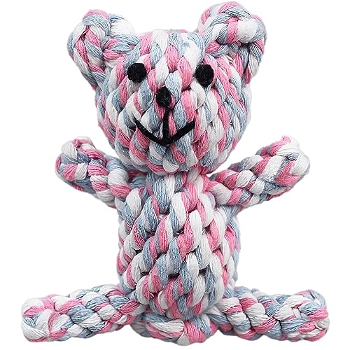 SunGrow Teddy Bear Puppy Teething Toy, Durable Tug and Chew Play for Small & Medium Dogs, Knotted Rope Cotton Design for Teething Comfort, Interactive Training, Active Pet, & Oral Cleaning