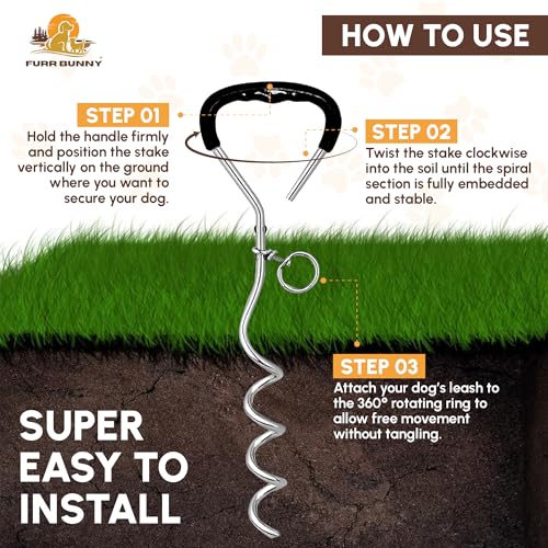 Heavy Duty Dog Tie Out Cable and Stake for Large to Extra Large Dogs Upto 150 LBs – Anti-Tangle, Rust-Resistant, 360° Swivel Leash System – 18 Inches Spiral Anchor and 7mm 30 FT Long Leash - size: Large to Extra Large Dog, 30 FT-7mm
