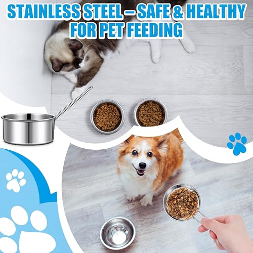 Qinyoung 3 Pack 1/2 Measuring Cups 1/2 Dog Cat Food Stainless Steel Scoop Cup with Handle Portion Control for Wet and Dry Ingredients for Dog Cat Bird