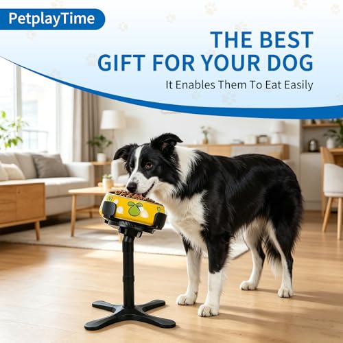 Elevated Dog Bowl Stand, 4 Adjustable Heights (4.3"/7.08"/11.81"/15.35") Raised Dog Food Bowl Holder with Tilted Anti-Slip Base, Ergonomic Pet Feeder Stand for Small Medium Large Dogs & Cats