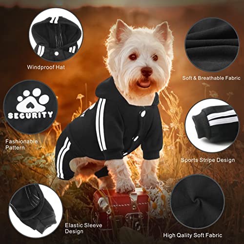Dog Hoodie Security Clothes 4 Legs Jumpsuit Sweatshirt Hoodies Soft & Warm Dog Outfit Pullover Dog Winter Clothes Sweater for Small Medium Large Dogs Cats (Black, X-Small) - color: Black, size: X-Small