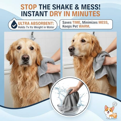 Dog Towel Keeps Your Pet Cozy After Every Use - Microfiber Towels for Drying Dogs & Cats - Quick & Efficient Grooming Gray Towel for Outdoor Play - Gently Dries Your Pet’s Fur 15.7 x 27.6in Medium - size: Medium