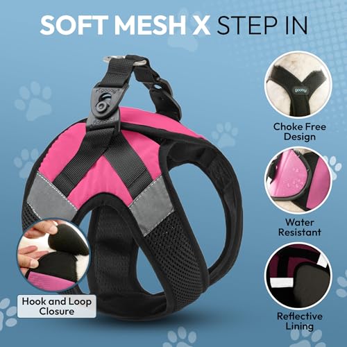 Gooby Soft Mesh X Step in Dog Harness - Pink, Large - color: Pink, size: Large