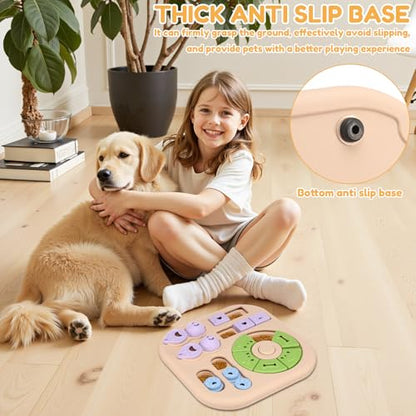 Interactive Dog Puzzle Toys Treat Dispensing Slow Feeder for Training and Mental Stimulating Dog Enrichment Toys for Puppy Cats Pet(Beige) - color: Beige