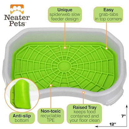 Neater Pets Neat-LIK Dog Lick Mat w/Mess-Proof Tray, Lick Mat for Dogs, Cats, Puppy, Reduces Anxiety & Boredom, Peanut Butter Slow Feeder, Interactive Treat Licking Pad (Green/Vanilla Bean) - color: Green Mat w/ Vanilla Bean Tray