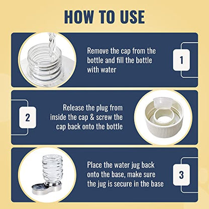 Dog Water Bowl Dispenser - Automatic Slow Refilling System Keeps Stainless Steel Drinking Dish Filled - Refillable 3 Liter Bottle, Non-Skid Feet - Clean, Safe, & Fresh Drink for Pet Dogs