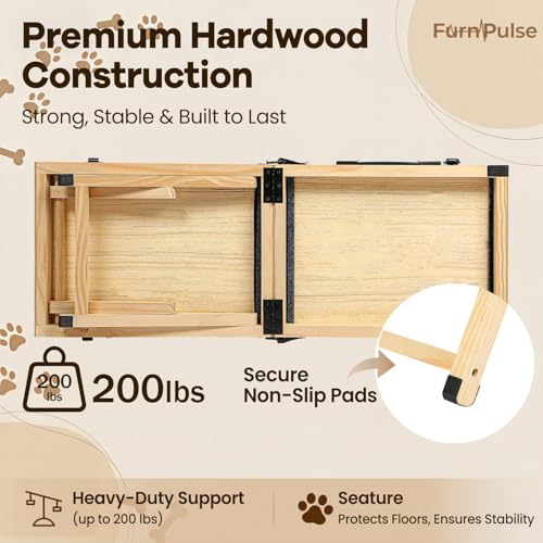 2026 Upgraded Dog Ramp for Couch & Low Bed, 33" L Folding Wood Pet Ramp 200LB Capacity, 4-Level Adjustable Height 11"-20", Non-Slip Sturdy Puppy Ramp for Small & Senior Dogs, Joint Relief, Wavy Design - color: 33"l Small