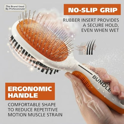 Double Sided Pet Grooming Brush | Soft Bristle Dog Brush for Shedding | Pin Brush for Light Detangling & Smoothing Coat | Cats Grooming Brushes For Short Long Hair | Pet Hair Removal Tool
