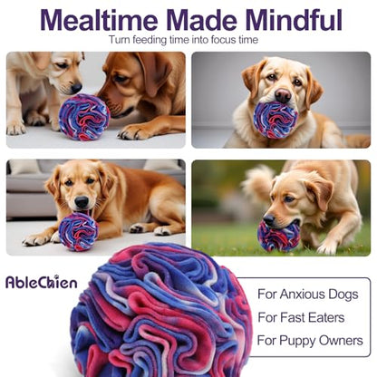 Ablechien Snuffle Ball for Dogs, Sniffle Interactive Treat Toy, Washable Puppy Treat Toy, Foraging Puzzle Ball Toy, Mind Games for Dogs, Enrichment Dog Toys - color: Violet