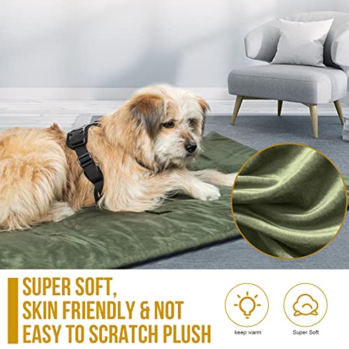 ONETIGRIS Travel Dog Bed - Portable, Washable, Waterproof Anti-Slip Dog Camping Bed, 3.6ft by 2.2ft Outdoor Indoor Bed Mat Cushioned Plush Warm Puppy Mattresses - color: Thickened Version - Green