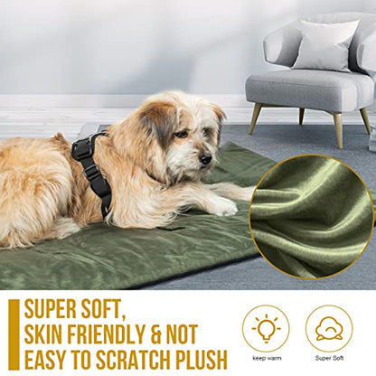 ONETIGRIS Travel Dog Bed - Portable, Washable, Waterproof Anti-Slip Dog Camping Bed, 3.6ft by 2.2ft Outdoor Indoor Bed Mat Cushioned Plush Warm Puppy Mattresses - color: Thickened Version - Green