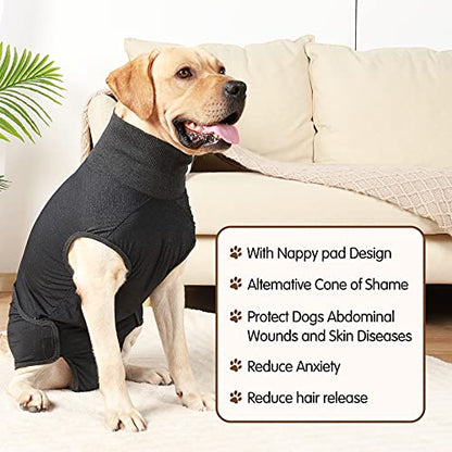 HEYWEAN Full Body Dog Diaper with a Puppy Nappies Physiological Dog Surgery Recovery Suit for Male Female Dogs - color: Classic Black, size: X-Large