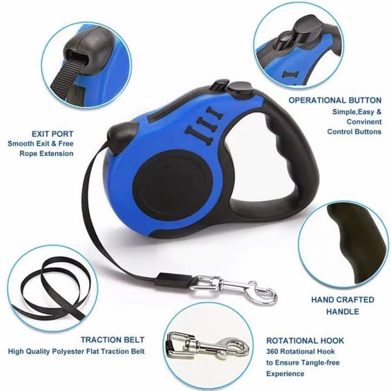 Retractable Dog Leash 16.5 ft Heavy Duty with One-Button Brake & Lock, Tangle-Free Swivel Hook, Comfortable Anti-Slip Handle for Small & Medium Dogs (Green and Black) - color: Green and Black