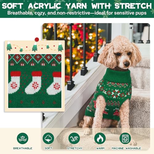 QBLEEV Christmas Dog Sweater for Large Dogs – Soft Acrylic Knit Dog Pullover for Large Breed Winter Wear – Sleeveless Big Pet Holiday Outfit - XL Turtleneck Sweatershirt Dress Girl Boy