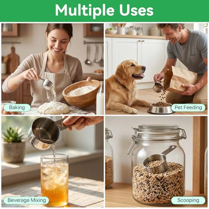 6 Pcs 3/4 Cup Measuring Cup,180ml | 6oz | 180cc 304 Stainless Steel Measure Scoop Metal Measuring Cups,3/4 Cup Dog Food Scoop for Cooking Baking Coffee,Metric & US Measurement Dishwasher Safe