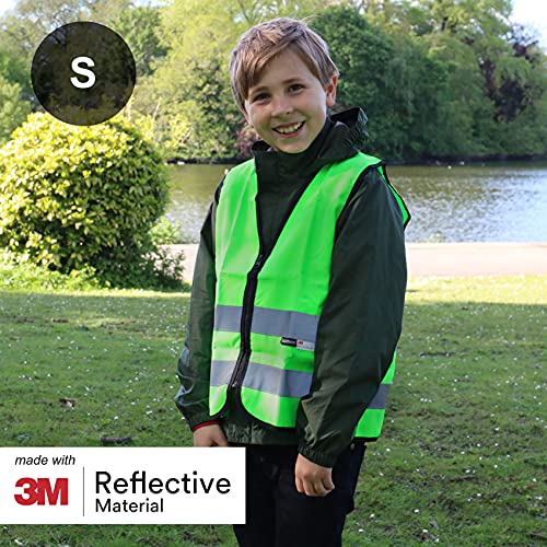 Salzmann Children's High Visibility Vest | Kids Safety Vest | Ages 1-18 | Made with 3M Reflective Material | Durable Zipper Fastening | Yellow, Orange, Pink, Green - color: Green, size: 5 - 7 Years