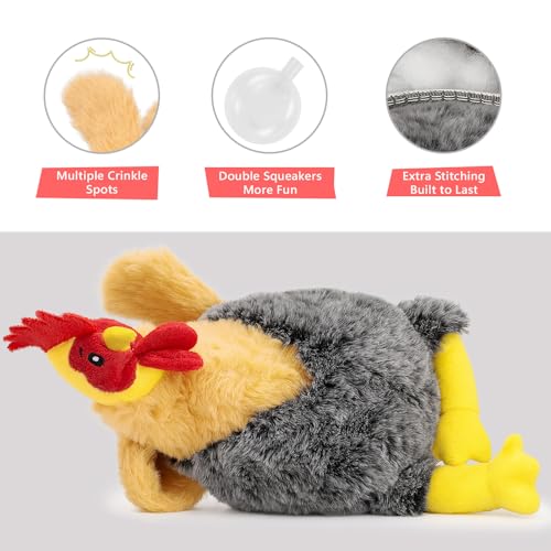 Squeaky Stuffed Dog Toys – Plush Chicken Chew Toy for Small, Medium & Large Dogs, Cute & Funny Interactive Puppy Toy with Crinkle Paper & Double Squeakers - style: Chicken