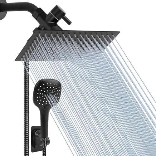 NearMoon Shower Head with Hose, High Pressure Stainless Steel Rain Shower and 3 Settings Handheld Spray Combo with Push Button Flow Control (12 Inch, Matte Black) - color: Matte Black, size: 12 Inch
