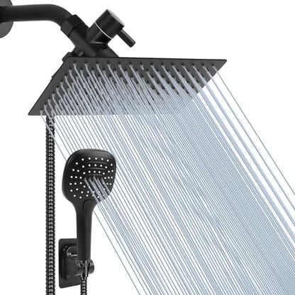 NearMoon Shower Head with Hose, High Pressure Stainless Steel Rain Shower and 3 Settings Handheld Spray Combo with Push Button Flow Control (12 Inch, Matte Black) - color: Matte Black, size: 12 Inch