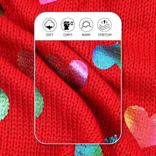 KYEESE Valentines Dog Sweater, Warm Pet Clothes with Heart Sequined Printing, Stretchy Pullover Dog Sweaters for Small Dogs, Soft Turtleneck Small Pet Sweater, Comfy Dogs Coat with Leash Hole, S - color: 2# Heart (Red), size: Small (4-7lbs)