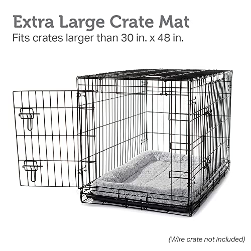 Friends Forever Bolster Dog Crate Mat 48 Inch, Washable Dog Crate Bed, Sherpa Fleece, Nova Grey - color: Nova Grey, size: 47.5"L x 29.5"W x 3.5"H, style: Crate Mat w/ Bolster