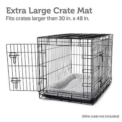 Friends Forever Bolster Dog Crate Mat 48 Inch, Washable Dog Crate Bed, Sherpa Fleece, Nova Grey - color: Nova Grey, size: 47.5"L x 29.5"W x 3.5"H, style: Crate Mat w/ Bolster