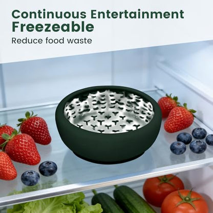 Dog Slow Feeder Licking Bowl,Anxiety Relief Treat Dispenser, Non-Slip Anti-chocking Pet Dish, Interactive Puzzle Toy for Mediuml Large Breed,Freezable BPA Free Silicone Dishwasher Safe - color: green, size: L