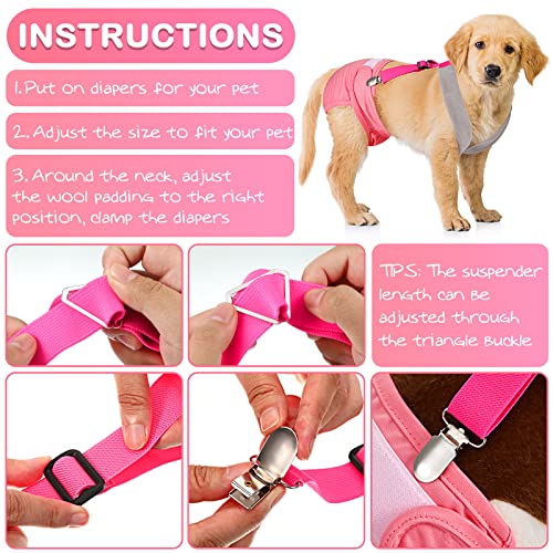 Saintrygo 2 Pcs Dog Suspenders Diaper Suspenders Soft Female Male Adjustable Washable Pet Diaper Keeper Suspender for Doggy Skirt Dress Diapers Gift(Black, Pink,Small) - size: Small