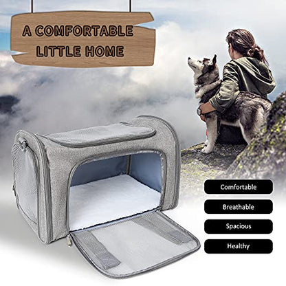 Mile High Life | Outdoor Travel Pet Carrier | Kitty Puppy Cat Carriers | Collapsible Dog Carrier for Small Medium Dogs | Cat Crates w Breathable Mesh with Soft-Sided (Grey, Medium) - size: Medium