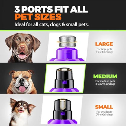 Whisper Quiet Dog Nail Grinder with 4 LED Lights, Safe & Stress-Free for Sensitive Dogs of All Breeds & Sizes, 3 Grinding Bits, 3-Speed, Pet Nail Trimmers, Rechargeable Painless Grooming Kit Purple - color: Purple