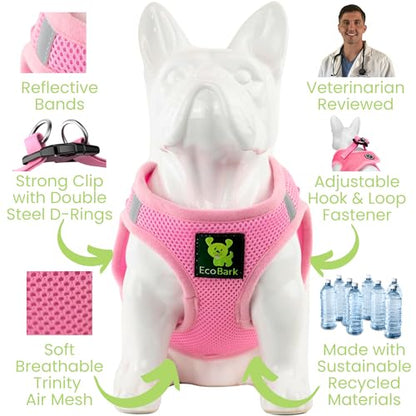 EcoBark Teacup Dog Harness - Luxury Soft XXXS Dog Harnesses for Puppy & Toy Breed Dog - Reflective Mini Step in Halter Vest (Baby Pink) - color: Baby Pink, size: XXXS- 2 to 3 lbs- Chest up to 10 in (Pack of 1)