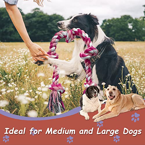 Lmlpt Tough Dog Rope Toy for Large Aggressive Chewers Heavy Duty Chew Toys,Pink