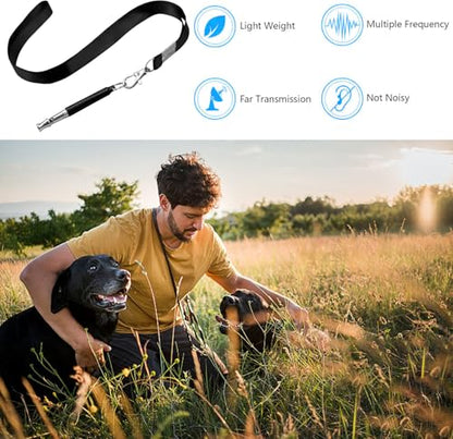 2 Pack Dog Whistle, Dog Whistle to Stop Barking Neighbors Dog, Adjustable Ultrasonic Silent Dog Whistle, Professional Recall Dog Training Whistles with Lanyard (2)
