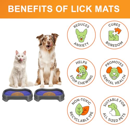 Neater Pets Neat-LIK Dog Lick Mat w/Mess-Proof Tray, Lick Mat for Dogs, Cats, Puppy, Reduces Anxiety & Boredom, Peanut Butter Slow Feeder, Interactive Treat Licking Pad (Purple/Gunmetal) - color: Purple Mat w/ Gunmetal Tray