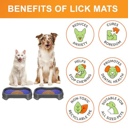 Neater Pets Neat-LIK Dog Lick Mat w/Mess-Proof Tray, Lick Mat for Dogs, Cats, Puppy, Reduces Anxiety & Boredom, Peanut Butter Slow Feeder, Interactive Treat Licking Pad (Purple/Gunmetal) - color: Purple Mat w/ Gunmetal Tray