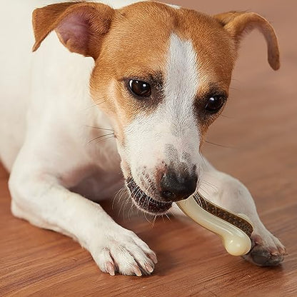 Dog Chew Toys for Aggressive Chewers, 2 Pack Beef Flavor Tough Dog Bones for Large/Medium Breed Dogs, Nylon Dog Toys for Teething and Training - size: Large+Large