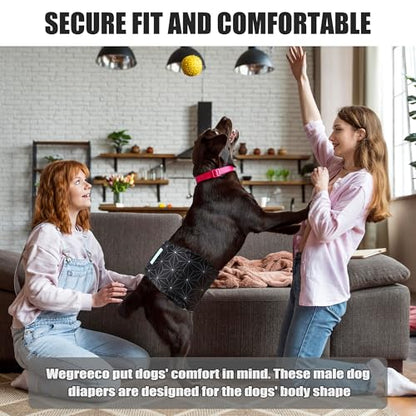 wegreeco Washable Male Dog Diapers (Pack of 3) - Washable Male Dog Belly Wrap (Black Asanoha Pattern, X-Small) - color: Black Asanoha Pattern, size: X-Small (Pack of 3)