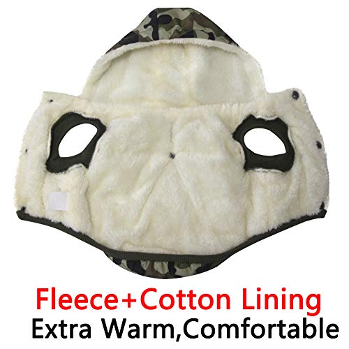 Vecomfy Fleece Lining Extra Warm Dog Hoodie in Winter,Small Dog Jacket Puppy Coats with Hooded,Green Camo XS - color: Green Camo, size: X-Small (Pack of 1)